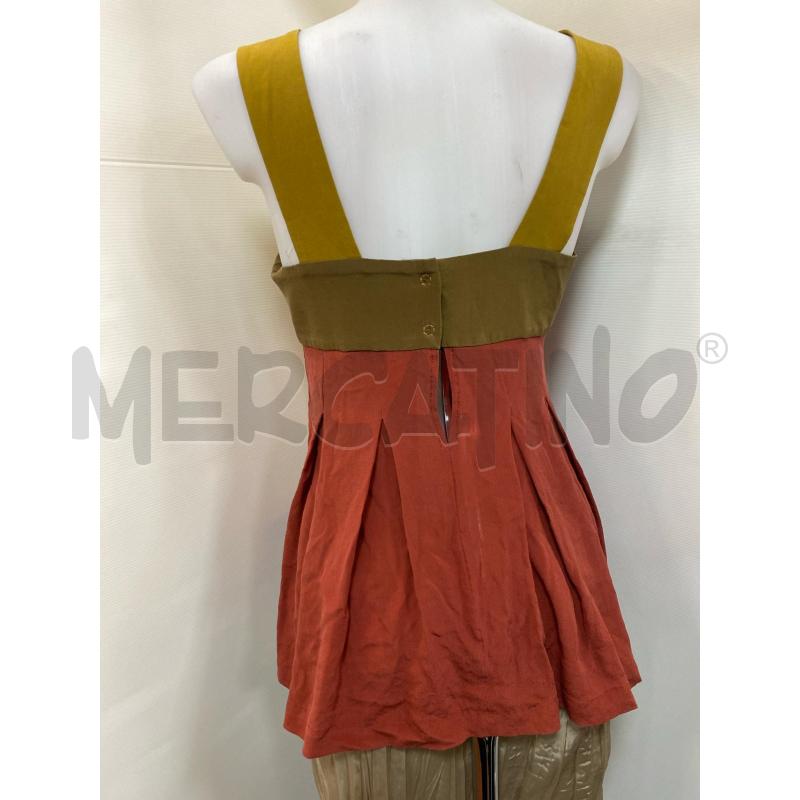 TOP ERIKA CAVALLINI BRETELLE BORDEAUX MARRONE SENAPE IN SETA | Mercatino dell'Usato Torino tenivelli 3