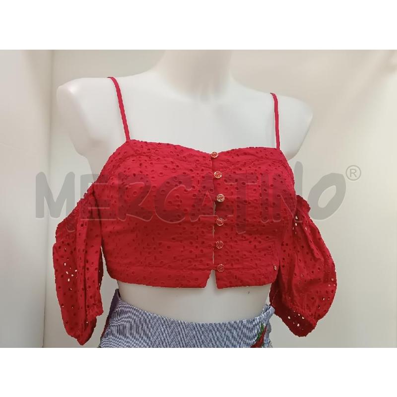TOP GUESS ROSSO RICAMI MANICHE PALLONE  | Mercatino dell'Usato Torino tenivelli 1