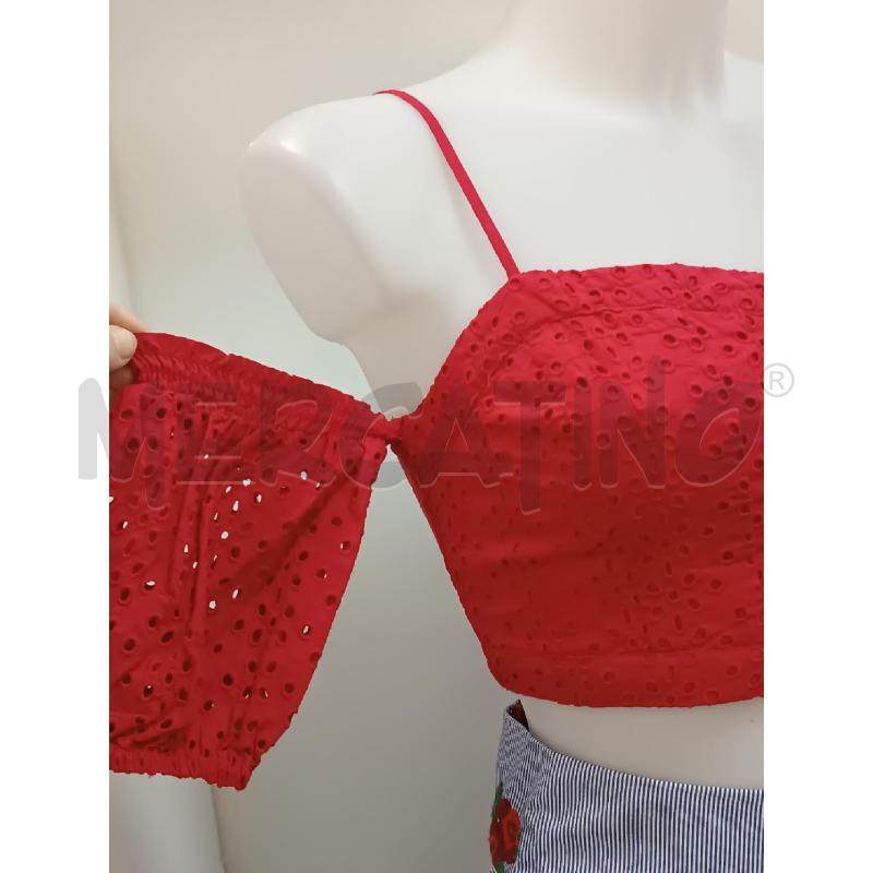 TOP GUESS ROSSO RICAMI MANICHE PALLONE  | Mercatino dell'Usato Torino tenivelli 2