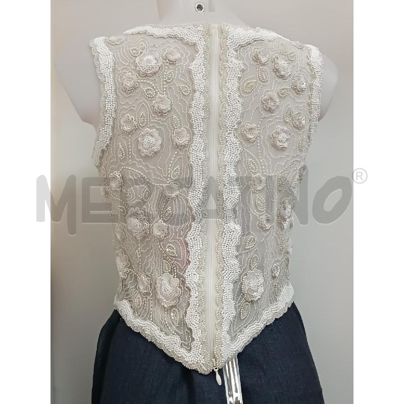 TOP PERLINE BIANCHE E STRASS ROMANO 1874 | Mercatino dell'Usato Torino tenivelli 4