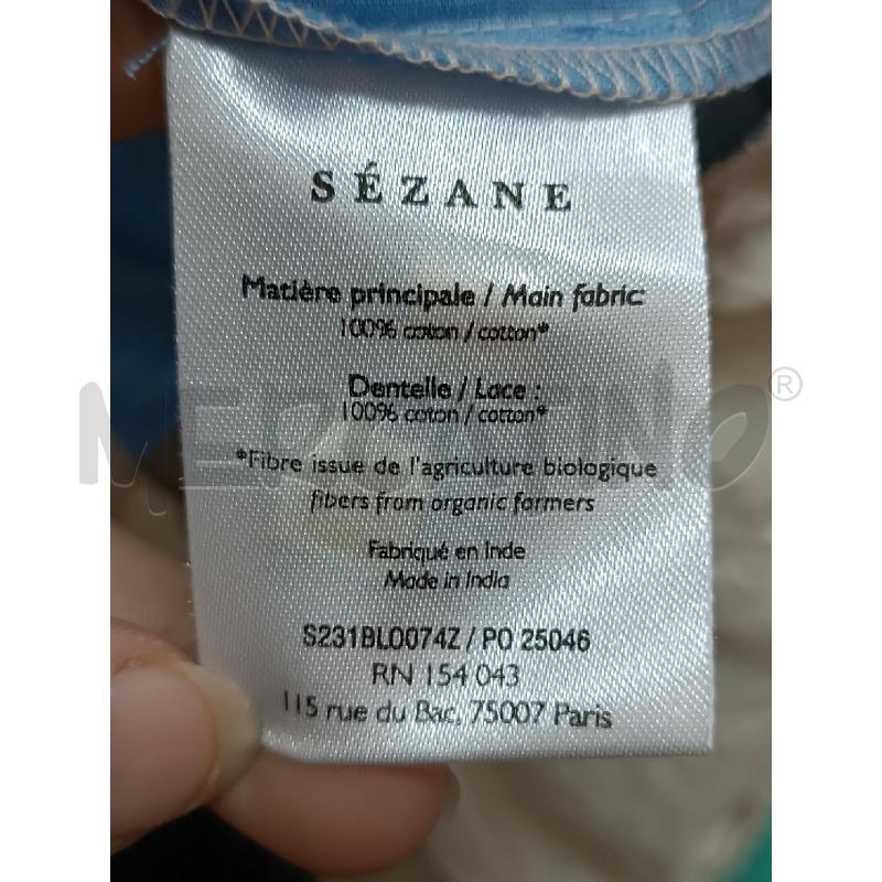 TOP SEZANE TURCHESE BIANCO ROSA A BRETELLE  | Mercatino dell'Usato Torino tenivelli 4