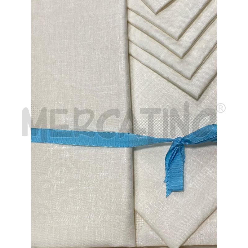 TOVAGLIA 150X250CM IN LINO CON 12 TOVAGLIOLI BIANCO PANNA  | Mercatino dell'Usato Torino tenivelli 3