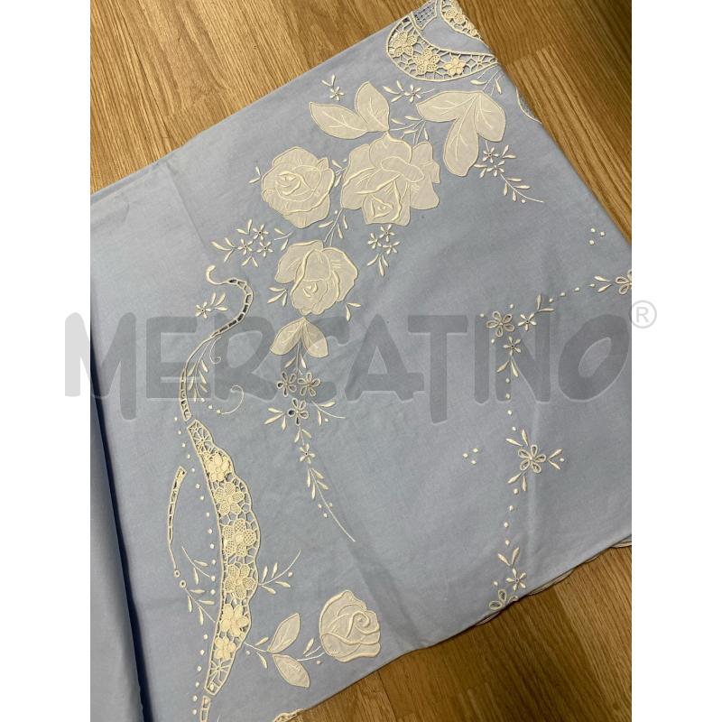 TOVAGLIA ROTONDA 170CM AZZURRA RICAMI BIANCHI CON TOV  | Mercatino dell'Usato Torino tenivelli 4