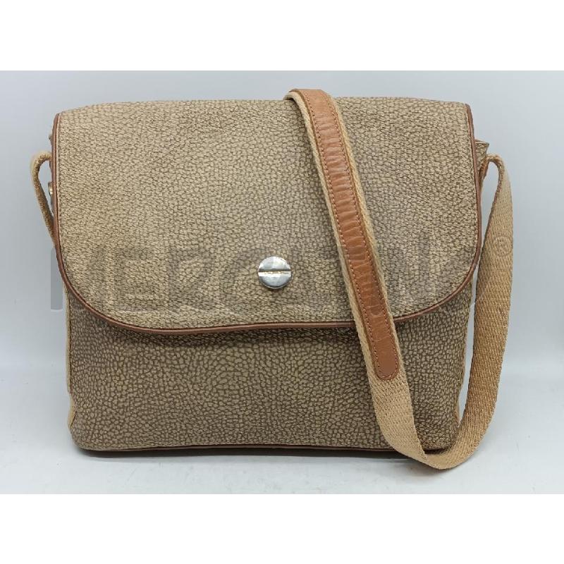 TRACOLLA DONNA BORBONESE BEIGE MACULATO CON TRACOLLA INSERTI PELLE  | Mercatino dell'Usato Torino tenivelli 1
