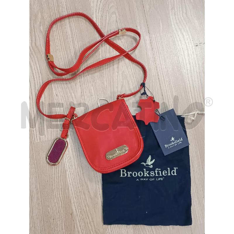 TRACOLLA DONNA BROOKSFIELD PELLE ROSSA INSERTI SCAMOSCIATI BORDEAUX | Mercatino dell'Usato Torino tenivelli 1