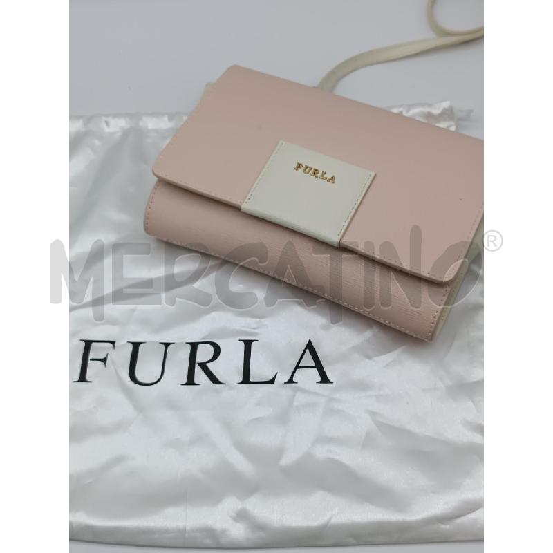 TRACOLLA DONNA FURLA PELLE ROSA CIPRIA E BIANCO + DUST BAG  | Mercatino dell'Usato Torino tenivelli 1