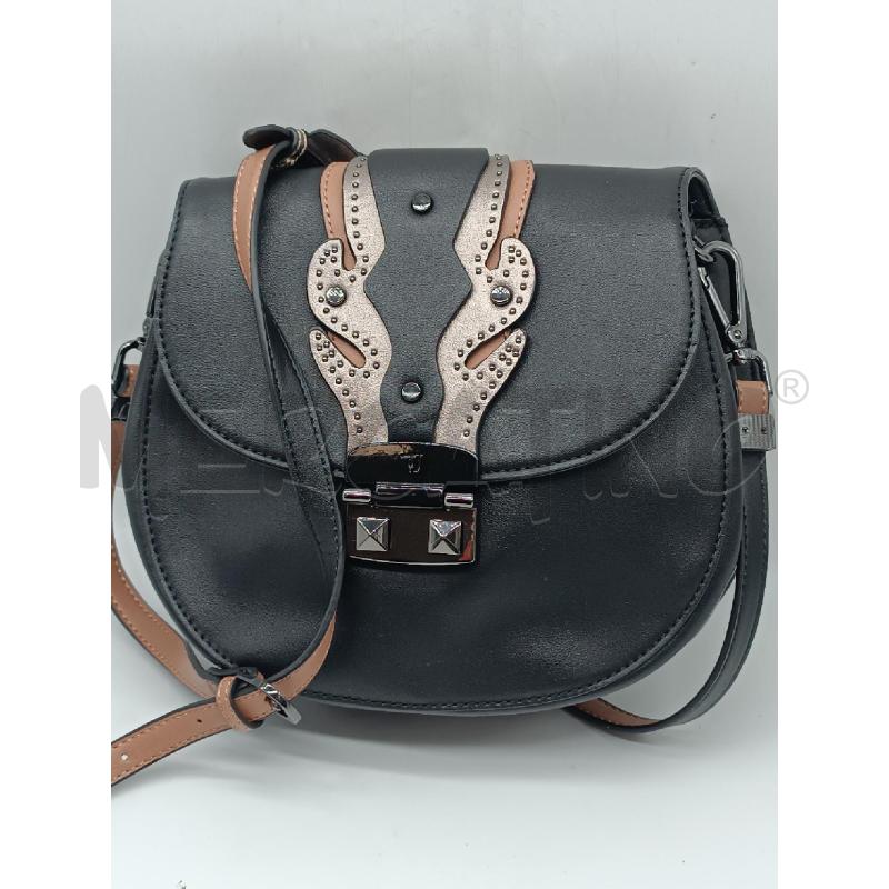 TRACOLLA DONNA TRUSSARDI ECOPELLE NERA BORCHIE + DUST BAG ORIGINALE  | Mercatino dell'Usato Torino tenivelli 2