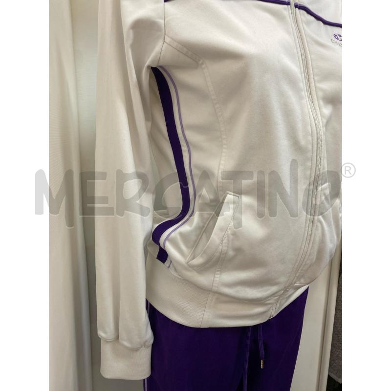 TUTA DONNA CHAMPION FELPA BIANCA E PANTALONE VIOLA  | Mercatino dell'Usato Torino tenivelli 3