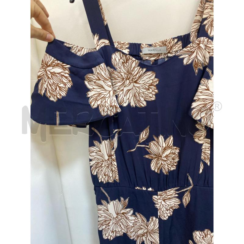 TUTA DONNA MARELLA BLU FLOREALE BEIGE MARRONE MANICHE VOLLANT  | Mercatino dell'Usato Torino tenivelli 3