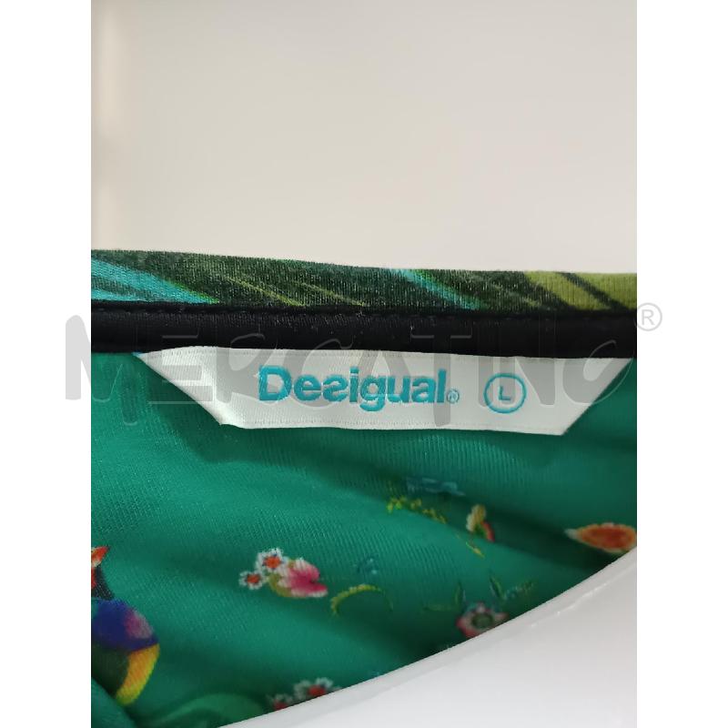 T SHIRT DONNA DESIGUAL VERDE FLOREALE ROSSA ROSA | Mercatino dell'Usato Torino tenivelli 5