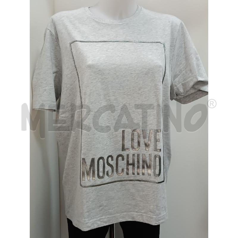 T SHIRT DONNA LOVE MOSCHINO GRIGIA LOGO ARGENTATO DAVANTI | Mercatino dell'Usato Torino tenivelli 1
