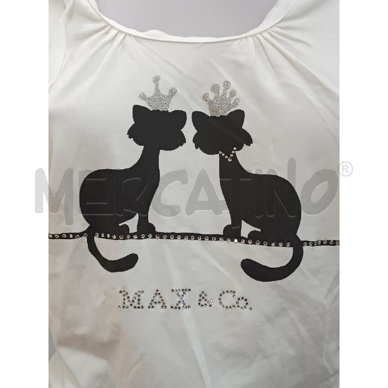 T SHIRT DONNA MAX CO BIANCA STAMPA GATTINI NERI  | Mercatino dell'Usato Torino tenivelli 2