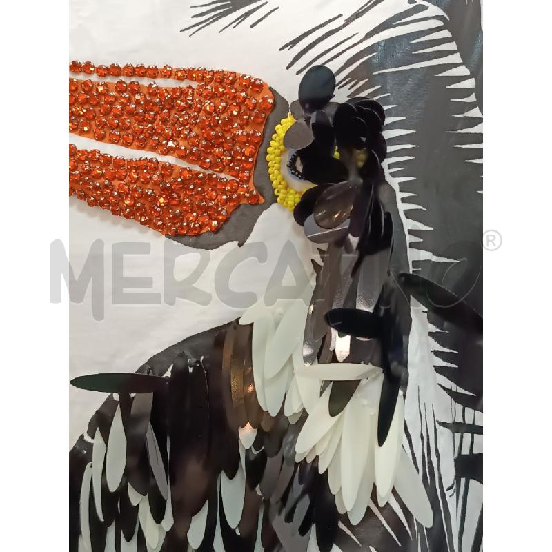 T SHIRT DONNA MAX&CO BIANCO STAMPA TUCANO BECCO ARANCIONE STRASS ARANCIONE OVERSIZE  | Mercatino dell'Usato Torino tenivelli 2