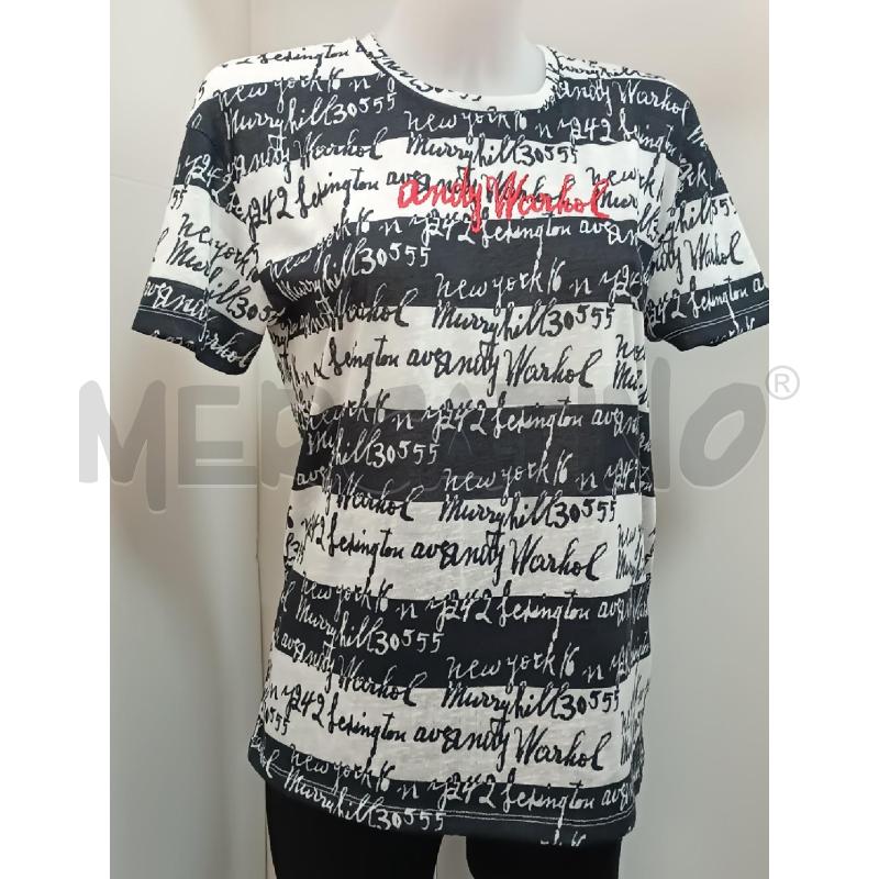 T SHIRT DONNA PEPE JEANS RIGHE BLU BIANCHE SCRITTE | Mercatino dell'Usato Torino tenivelli 1
