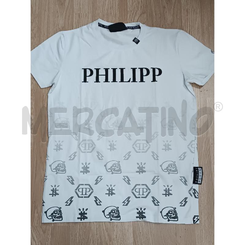 T SHIRT UOMO PHULIPP PLEIN BIANCO SCRITTA NERA  | Mercatino dell'Usato Torino tenivelli 1