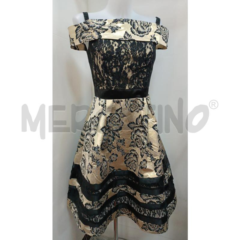 VESTITO DA CEREMONIA DONNA SLIMDORATO FLOREALE PIZZO NERO  | Mercatino dell'Usato Torino tenivelli 1