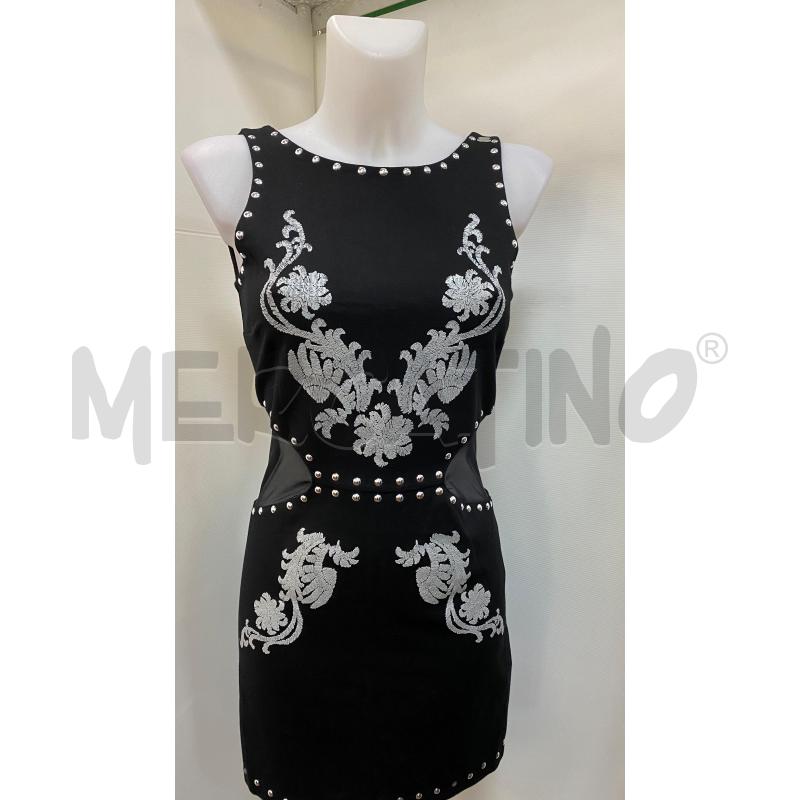 VESTITO DENNY ROSE SMANICATO NERO CON BORCHIE RICAMI FLOREALE | Mercatino dell'Usato Torino tenivelli 1