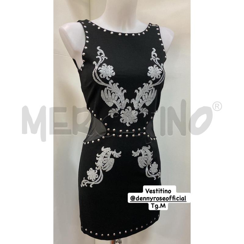 VESTITO DENNY ROSE SMANICATO NERO CON BORCHIE RICAMI FLOREALE | Mercatino dell'Usato Torino tenivelli 2