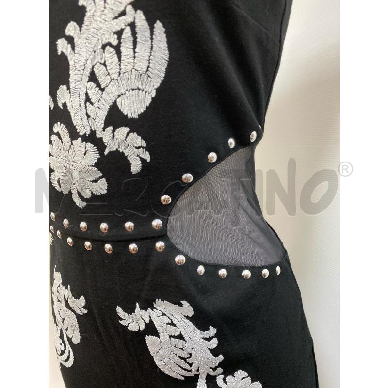 VESTITO DENNY ROSE SMANICATO NERO CON BORCHIE RICAMI FLOREALE | Mercatino dell'Usato Torino tenivelli 4