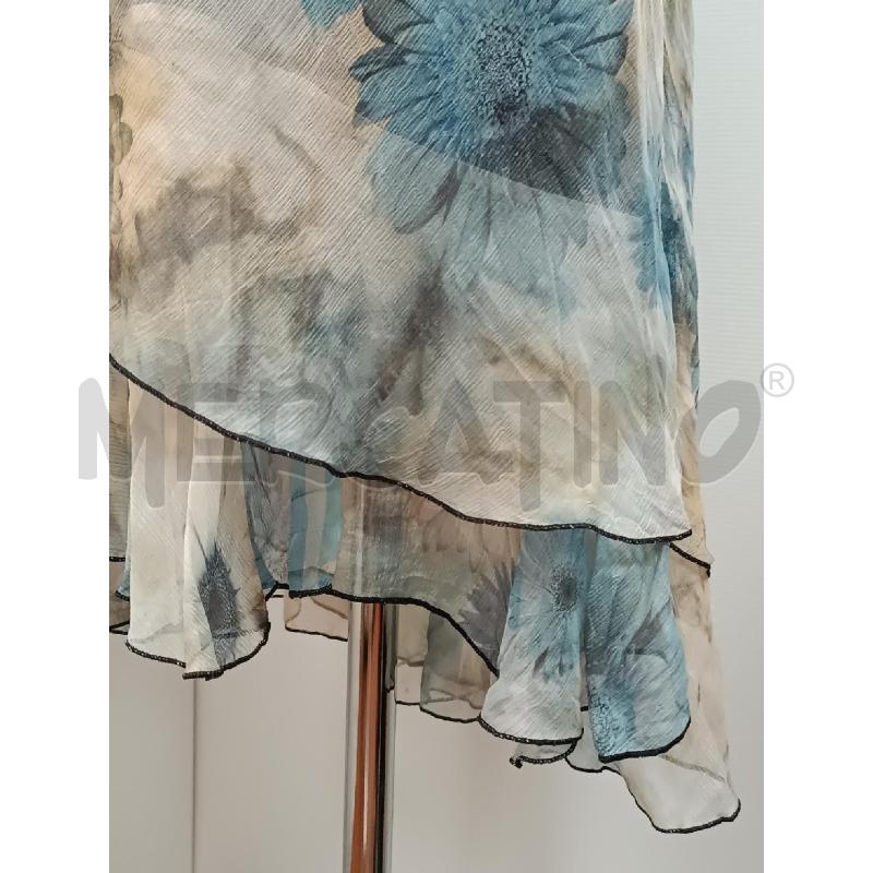 VESTITO DONNA 100% SETA FLOREAALE BLU BEIGE SMANICATO  | Mercatino dell'Usato Torino tenivelli 3