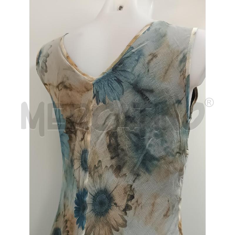 VESTITO DONNA 100% SETA FLOREAALE BLU BEIGE SMANICATO  | Mercatino dell'Usato Torino tenivelli 4