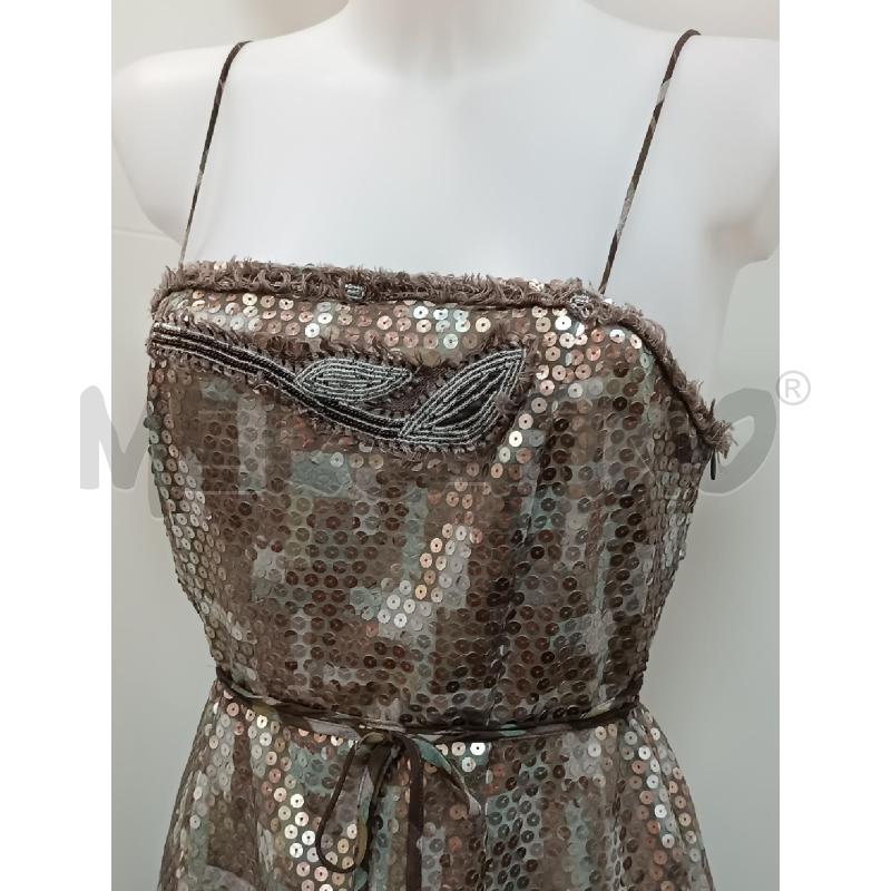 VESTITO DONNA ANNAPIANURA BRETELLE PAILLETTES MARRONE GRIGIO CANGIANTE | Mercatino dell'Usato Torino tenivelli 2