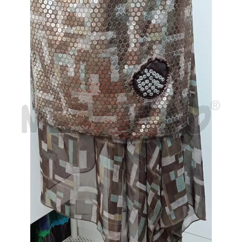 VESTITO DONNA ANNAPIANURA BRETELLE PAILLETTES MARRONE GRIGIO CANGIANTE | Mercatino dell'Usato Torino tenivelli 3