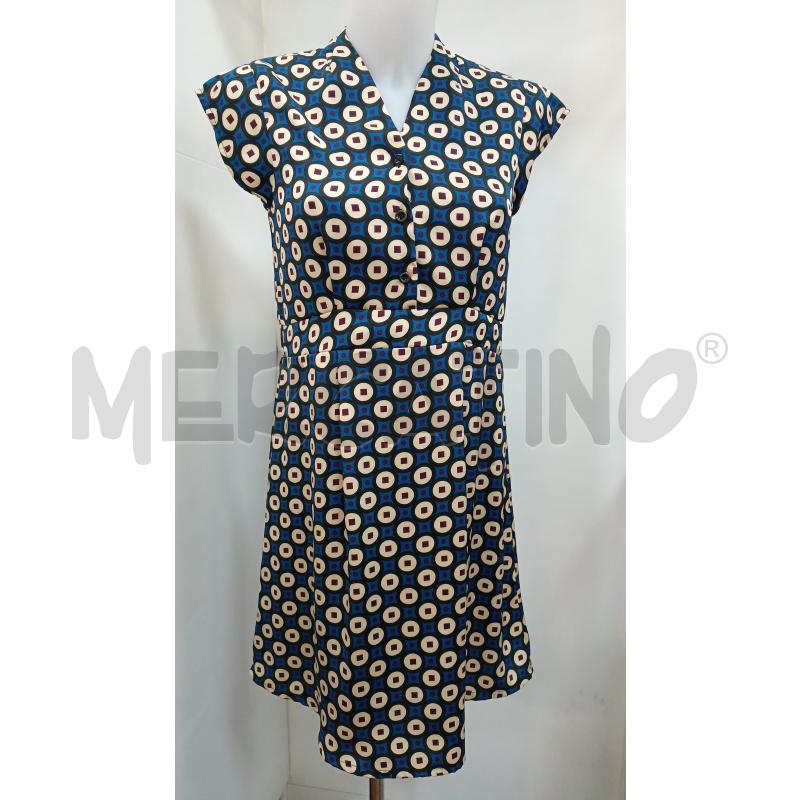 VESTITO DONNA ANONYME BLU GEOMETRIA ROSSO BORDEAUX PANNA  | Mercatino dell'Usato Torino tenivelli 1