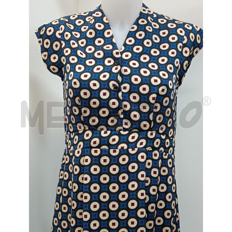 VESTITO DONNA ANONYME BLU GEOMETRIA ROSSO BORDEAUX PANNA  | Mercatino dell'Usato Torino tenivelli 2