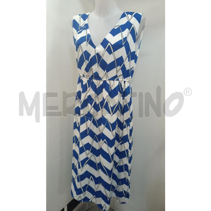 VESTITO DONNA ANONYME SMANICATO BLU BIANCO GEOMETRIA  | Mercatino dell'Usato Torino tenivelli 1