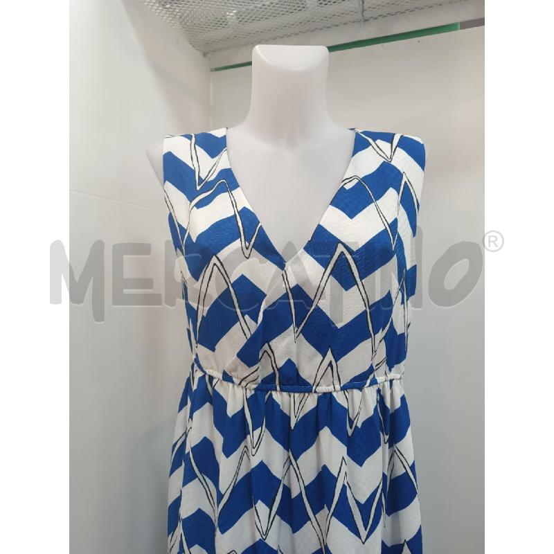 VESTITO DONNA ANONYME SMANICATO BLU BIANCO GEOMETRIA  | Mercatino dell'Usato Torino tenivelli 2