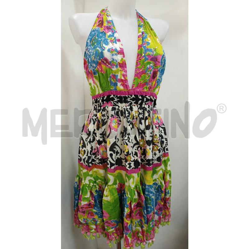 VESTITO DONNA ANTICA SARTORIA COLORI VERDE NERO BIANCO FIORELLINI ROSA  | Mercatino dell'Usato Torino tenivelli 1