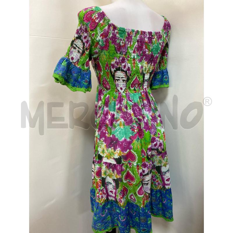 VESTITO DONNA ANTICA SARTORIA FANTASIA VERDE ROSA PERLINE E BUSTO ELASTICO | Mercatino dell'Usato Torino tenivelli 4