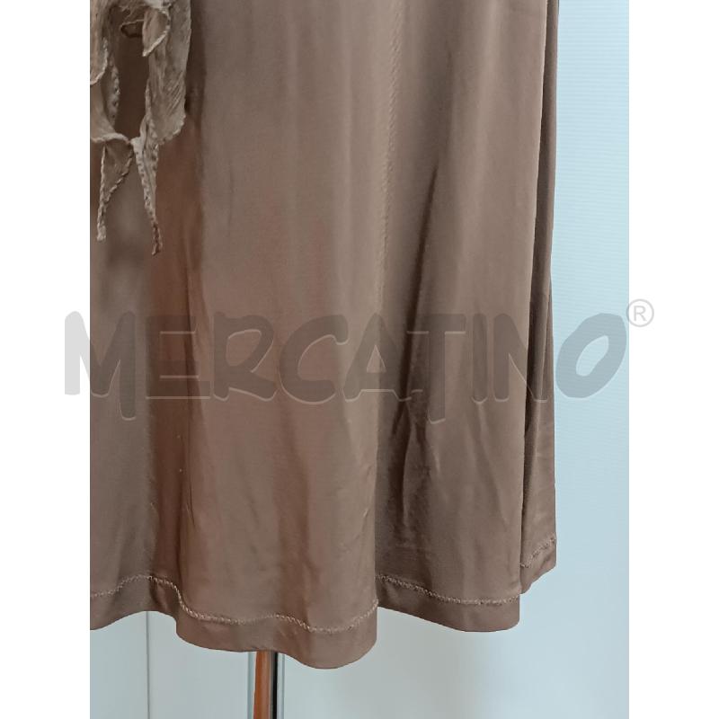 VESTITO DONNA ANTONIO D'ERRIVO RASO VERDE CON PERLE BRONZO  E GONNA MARRONE CON  | Mercatino dell'Usato Torino tenivelli 3