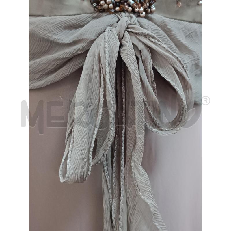 VESTITO DONNA ANTONIO D'ERRIVO RASO VERDE CON PERLE BRONZO  E GONNA MARRONE CON  | Mercatino dell'Usato Torino tenivelli 4