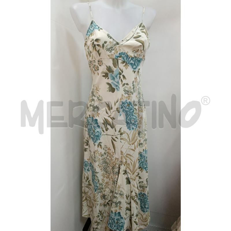VESTITO DONNA BENETTON PANNA FLOREALE VERDONE AZZURRO BRETELLE | Mercatino dell'Usato Torino tenivelli 1