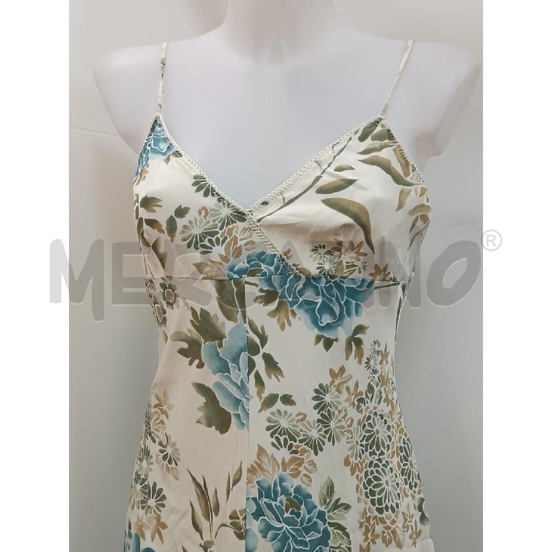 VESTITO DONNA BENETTON PANNA FLOREALE VERDONE AZZURRO BRETELLE | Mercatino dell'Usato Torino tenivelli 2