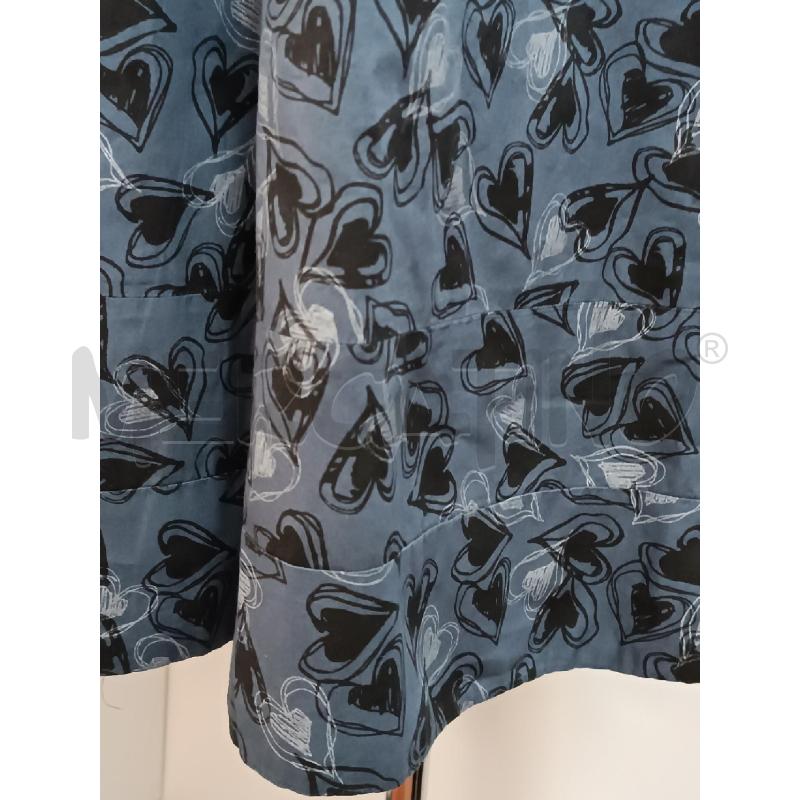 VESTITO DONNA BLÒU PETROLIO FANTASIA CUORICCINI NERI BIANCHI SMANICATO  | Mercatino dell'Usato Torino tenivelli 3