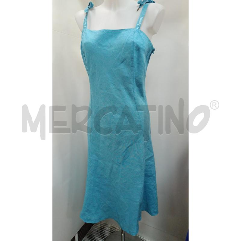 VESTITO DONNA CALVIN KLEIN JEANS AZZURRO BRETELLE CON NODO 100% LINO  | Mercatino dell'Usato Torino tenivelli 1