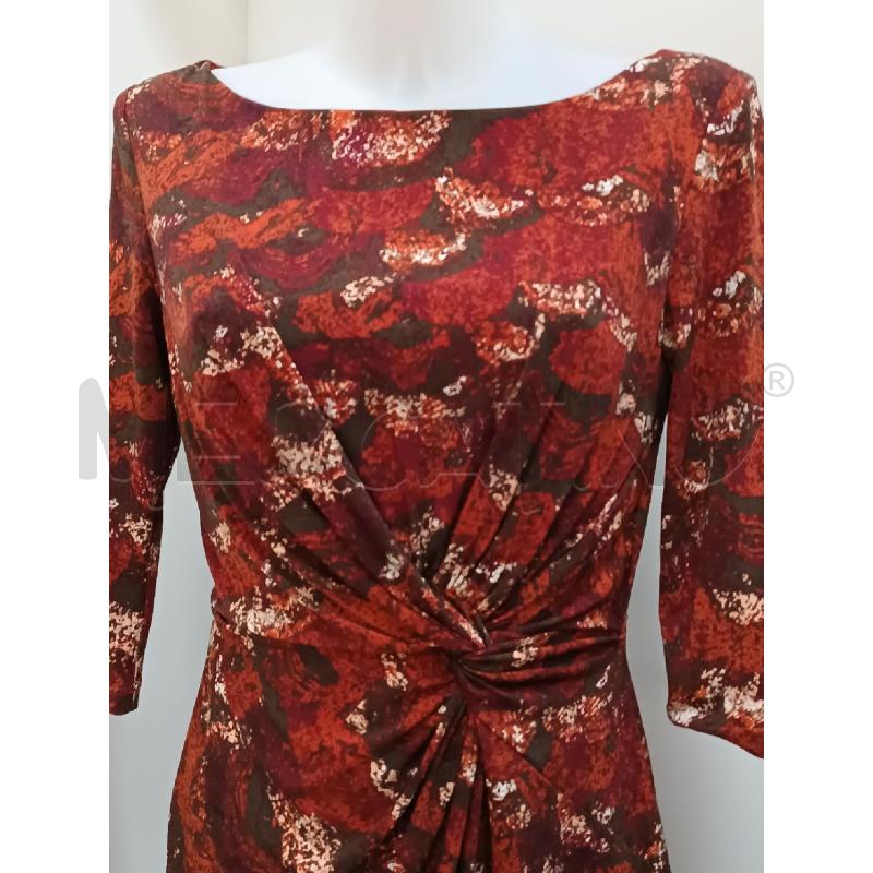 VESTITO DONNA CATO FANTASIA ARANCIONE BORDEAUX MARRONE MANICA 3/4 | Mercatino dell'Usato Torino tenivelli 2