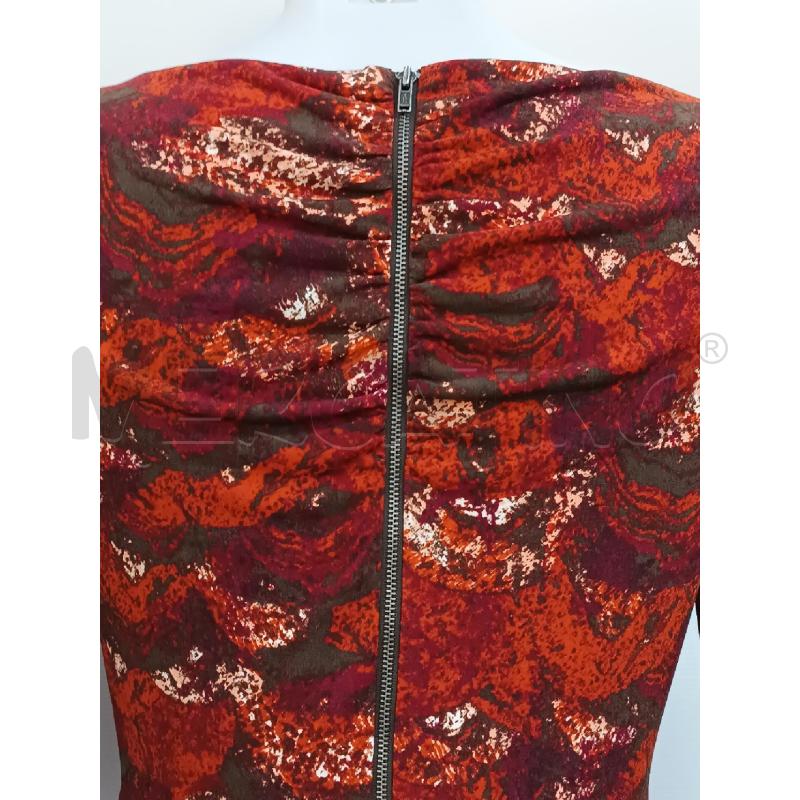 VESTITO DONNA CATO FANTASIA ARANCIONE BORDEAUX MARRONE MANICA 3/4 | Mercatino dell'Usato Torino tenivelli 3
