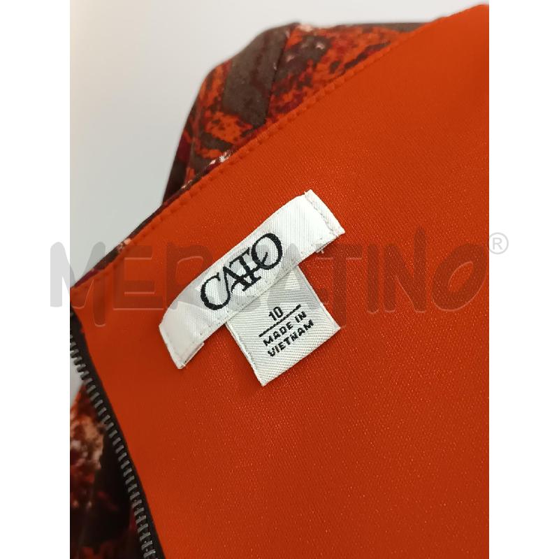 VESTITO DONNA CATO FANTASIA ARANCIONE BORDEAUX MARRONE MANICA 3/4 | Mercatino dell'Usato Torino tenivelli 4