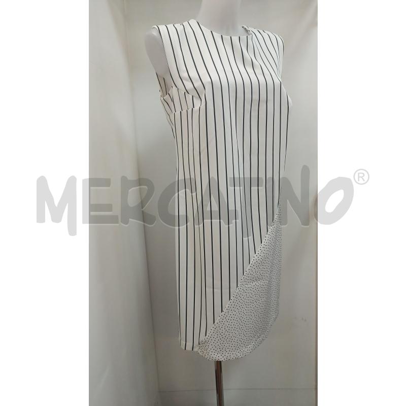 VESTITO DONNA COCONUDA BIANCO RIGHE E POIS NERI SMANICATO  | Mercatino dell'Usato Torino tenivelli 1