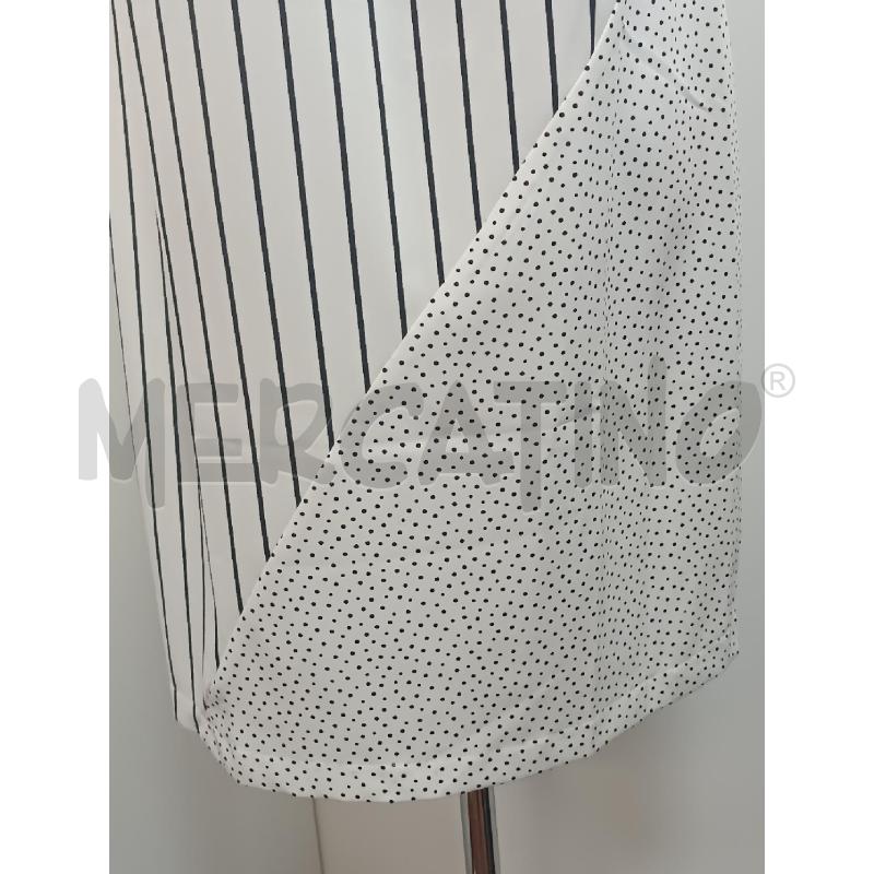 VESTITO DONNA COCONUDA BIANCO RIGHE E POIS NERI SMANICATO  | Mercatino dell'Usato Torino tenivelli 2