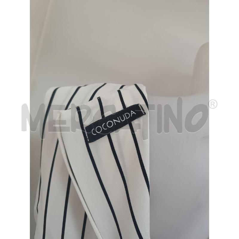 VESTITO DONNA COCONUDA BIANCO RIGHE E POIS NERI SMANICATO  | Mercatino dell'Usato Torino tenivelli 5
