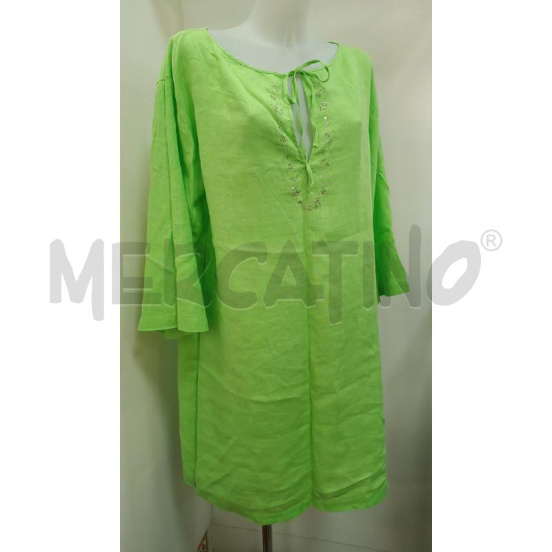 VESTITO DONNA COPRICOSTUME VERDE ACIDO 100% LINO LES COPAINS  | Mercatino dell'Usato Torino tenivelli 1