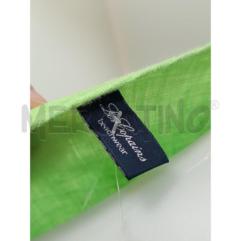 VESTITO DONNA COPRICOSTUME VERDE ACIDO 100% LINO LES COPAINS  | Mercatino dell'Usato Torino tenivelli 5