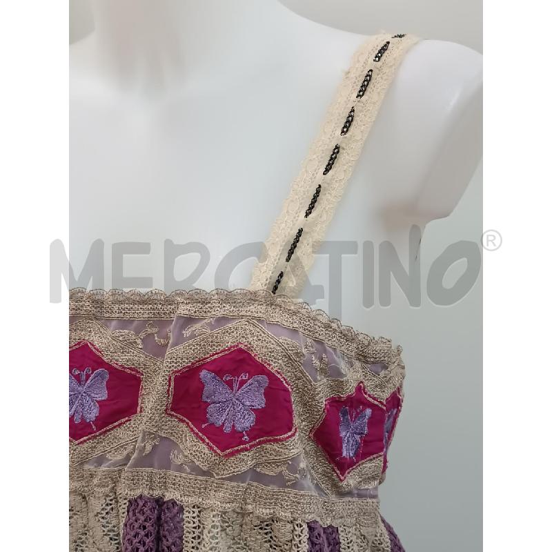 VESTITO DONNA CUSTO VIOLA BEIGE FARFALLE ROSA LAVORAZIONE UCCINETTO  | Mercatino dell'Usato Torino tenivelli 2