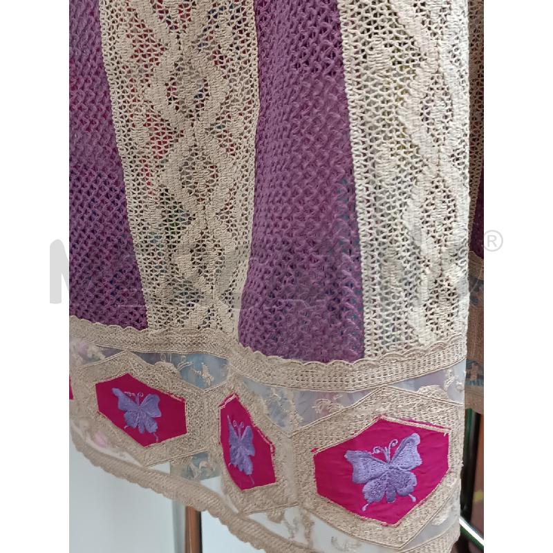 VESTITO DONNA CUSTO VIOLA BEIGE FARFALLE ROSA LAVORAZIONE UCCINETTO  | Mercatino dell'Usato Torino tenivelli 3