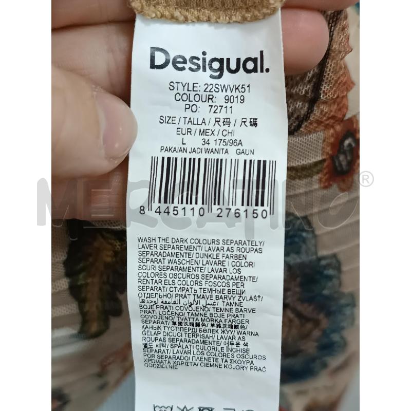 VESTITO DONNA DESIGUAL BEIGE FLOREALE ROSSO BLU 1/2 MANICA GONNA PLISSE  | Mercatino dell'Usato Torino tenivelli 4
